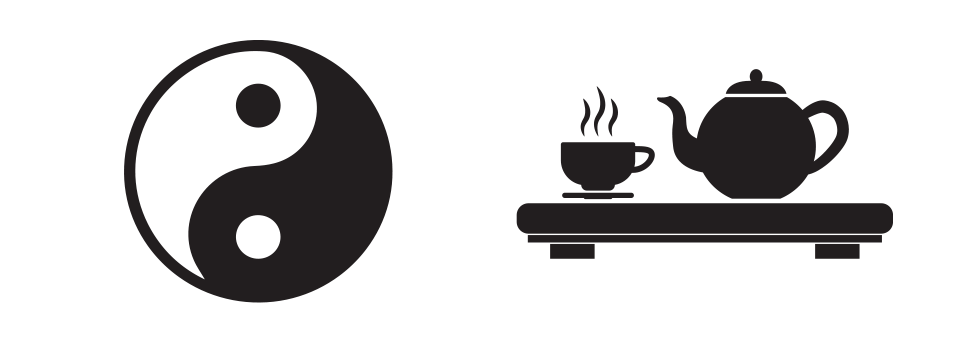 ying-yang and hot tea graphics